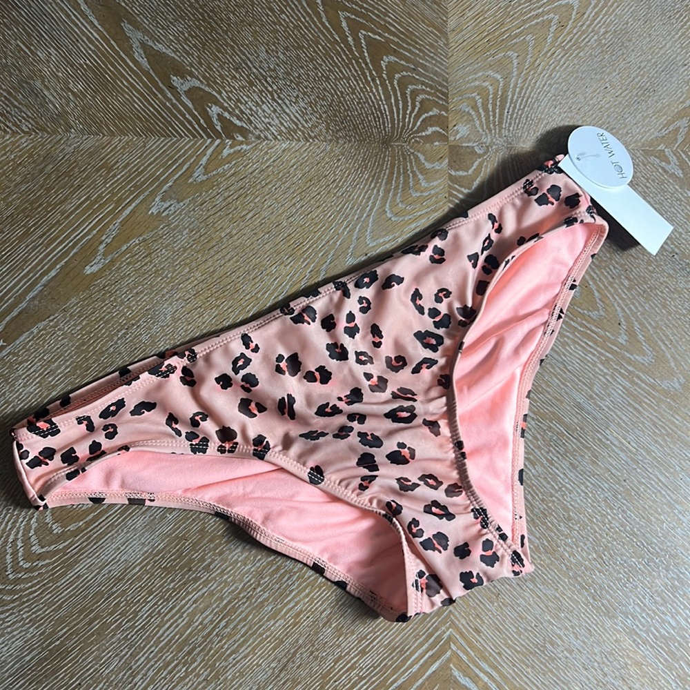 HOT WATER Cheetah Print Scrunch Butt Swim Bikini Bottom L